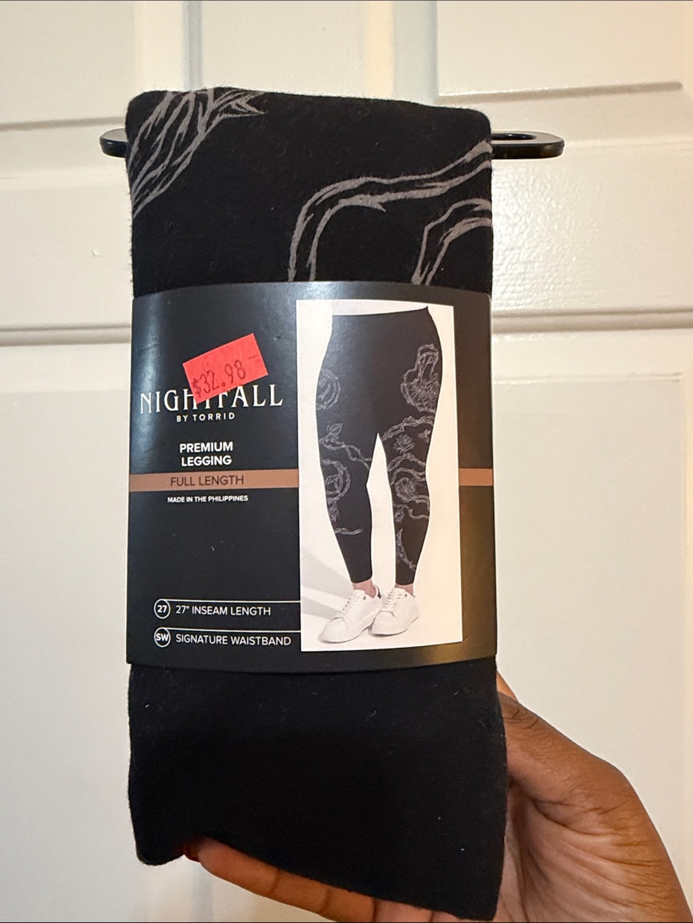 Torrid Black Leggings with Subtle Gray rose and Thorne  Print